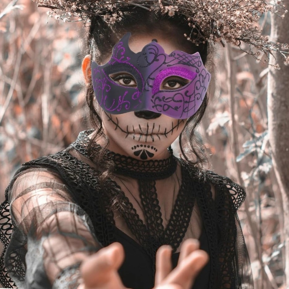Purple and Black Masquerade Mask - Picture 3 of 5